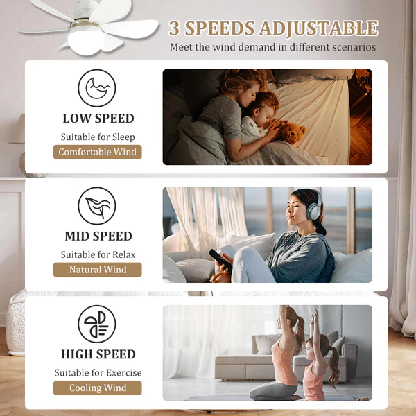 Socket Cooling Fan Smart LED Light