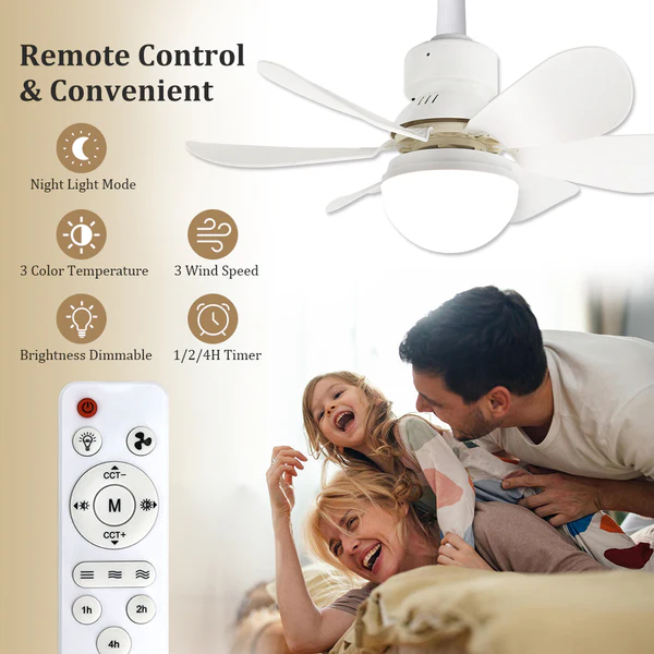 Socket Cooling Fan Smart LED Light