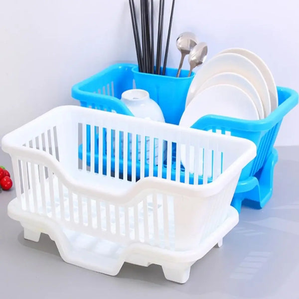 Double Layer Kitchen Dishes & Utensils Drying Organizer Rack